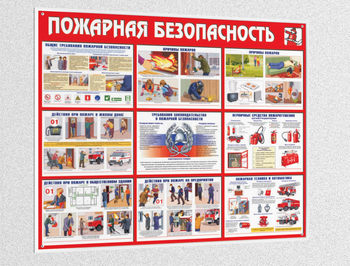 Стенд пожарная безопасность (pB02, пластик 4мм, белый багет) - Охрана труда на строительных площадках - Стенды для строительства - vektorb.ru