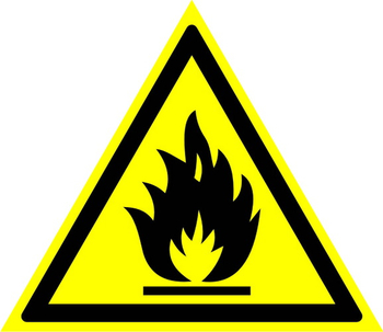 W01 пожароопасно! легковоспламеняющиеся вещества (пластик, сторона 200 мм) - Знаки безопасности - Предупреждающие знаки - vektorb.ru